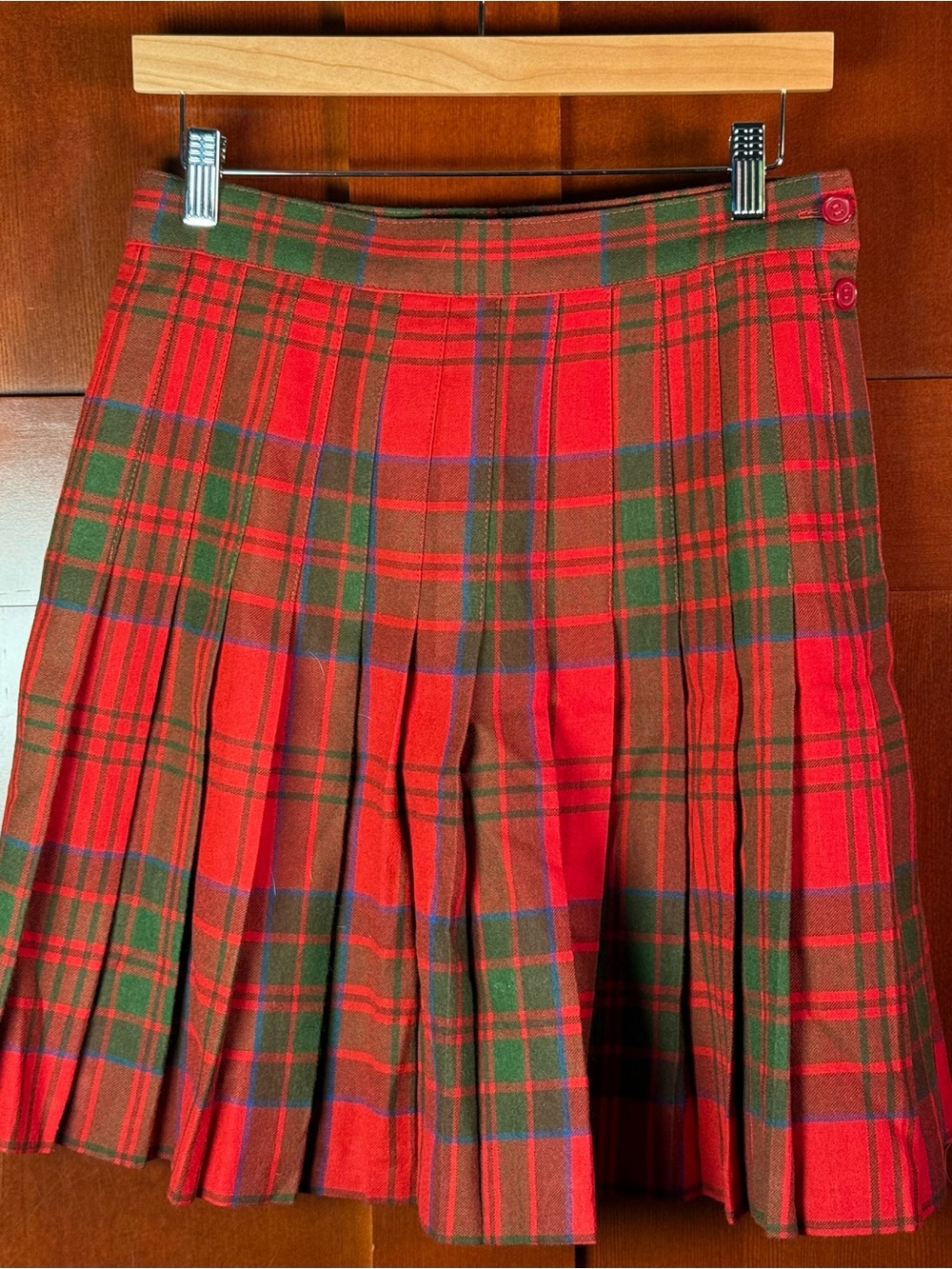 Giorgio Sant’Angelo 100% Wool Plaid Pleated Skirt Size 10 Vintage